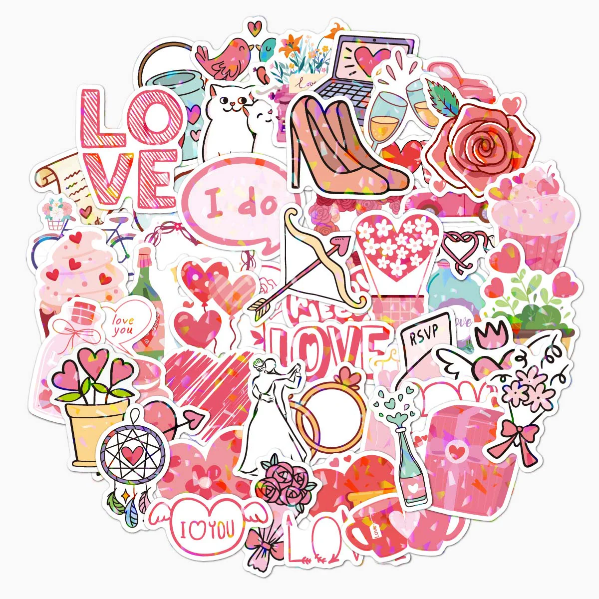 Love Spark Holo Stickers Set of 100