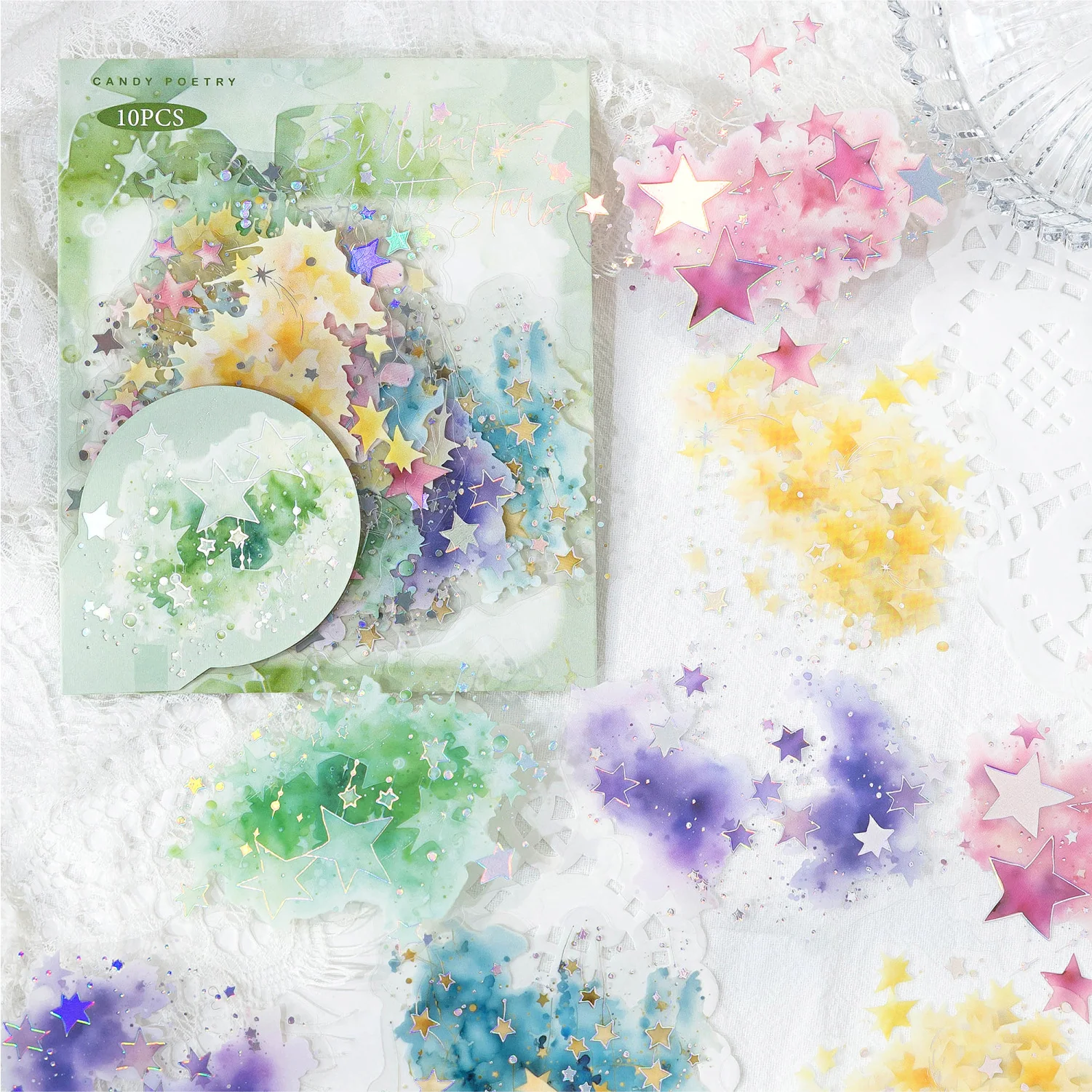 Shimmering Ink Splatter Art Stickers