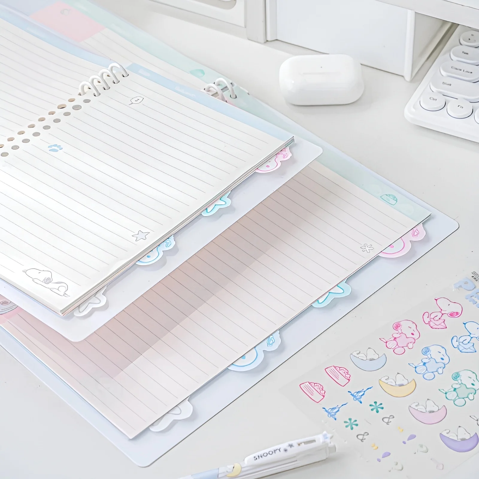 Peanuts Snoopy B5 Binder Notebook + Snoopy Inserts & Stickers