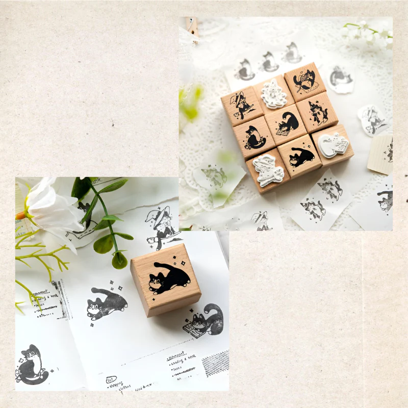 Playful Cat Wooden Stamps