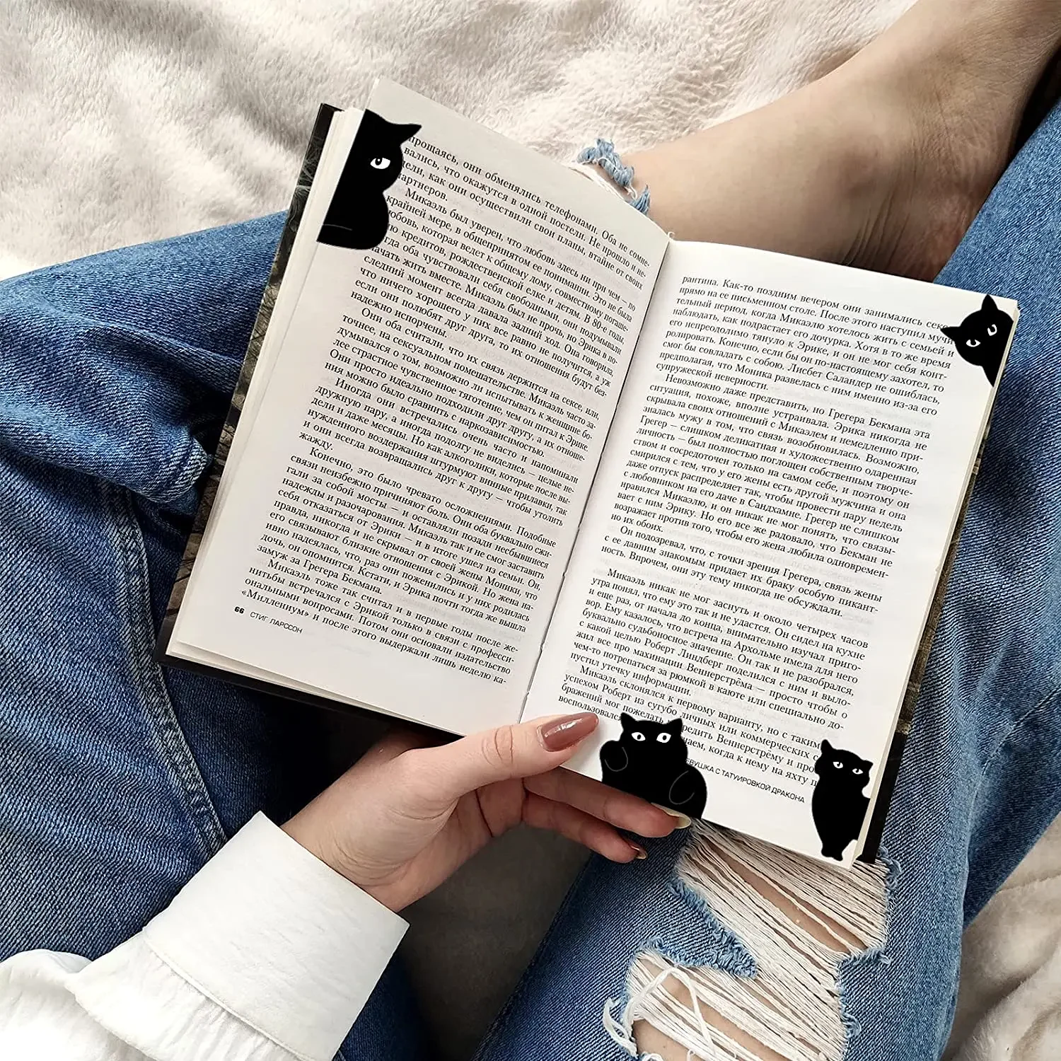 Black Cat Magnetic Bookmark Set of 6