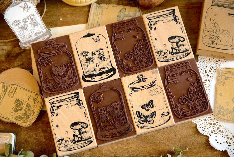 Vintage Jar Plant Stamps