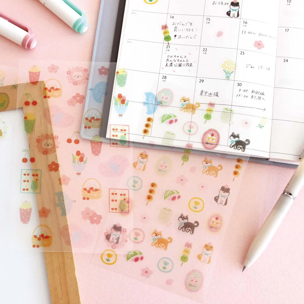 Clear Sticker Sheet with Animals and Flowers