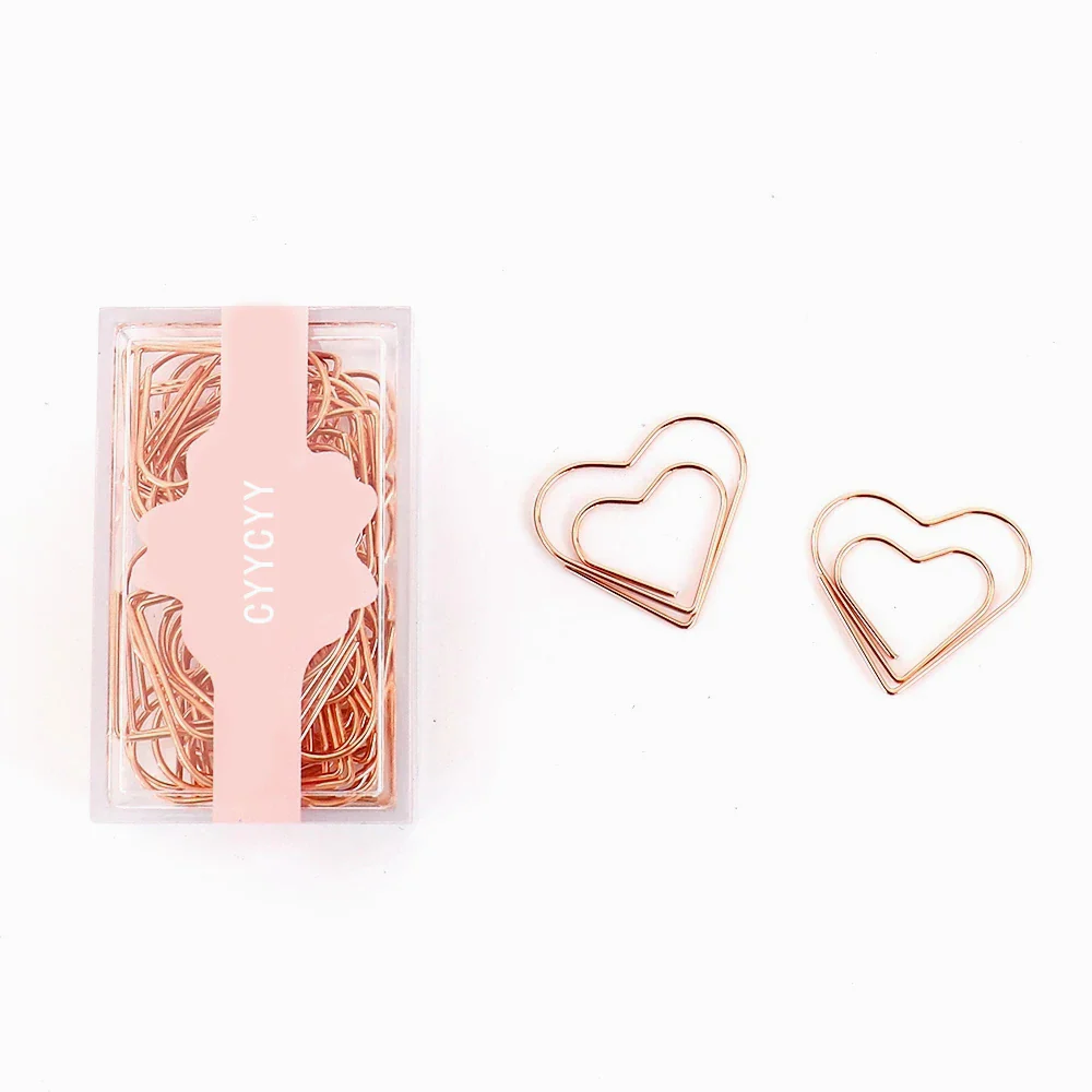 Gold Heart Shaped Paper Clips Set of 20