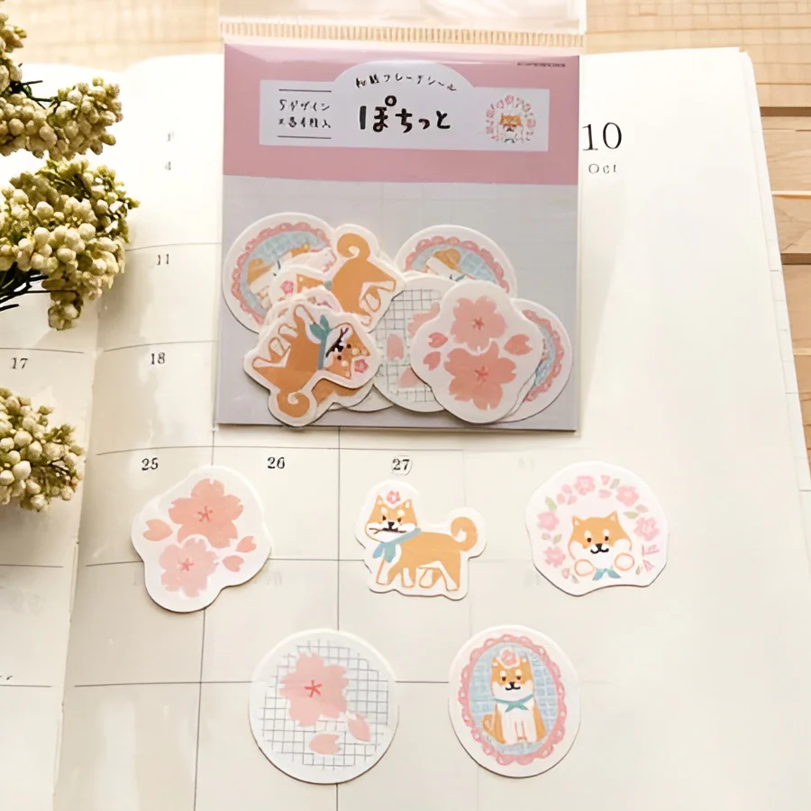 Flake Stickers Springtime Shiba
