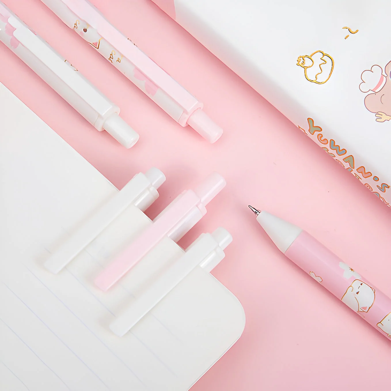 Peach Blossom Chibi Cat Gel Pen