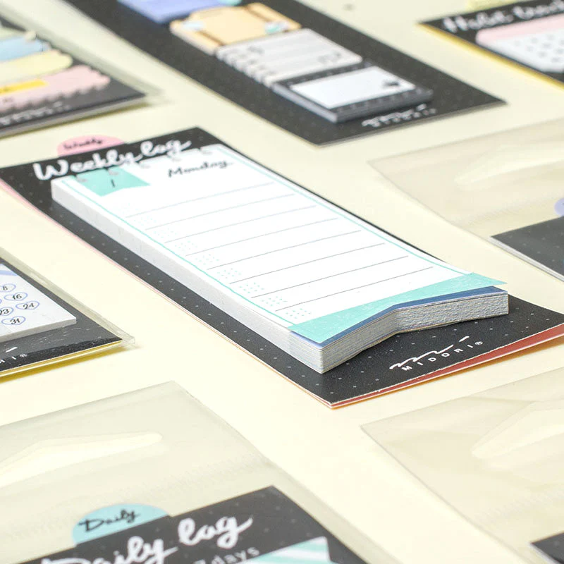 Midori Journal Weekly Log Sticky Notes Ribbon