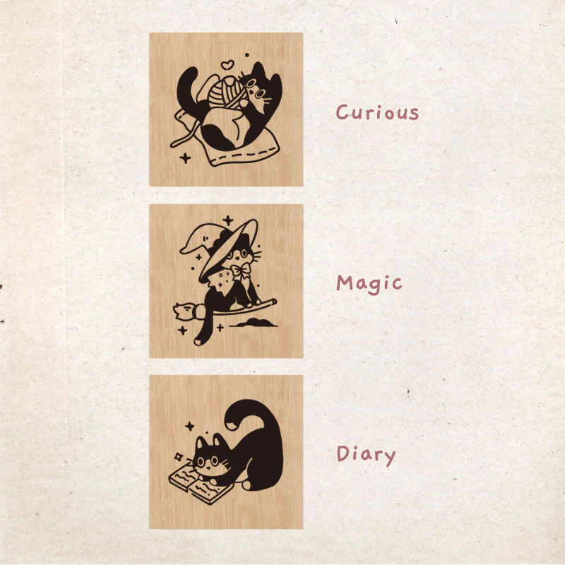 Playful Cat Wooden Stamps