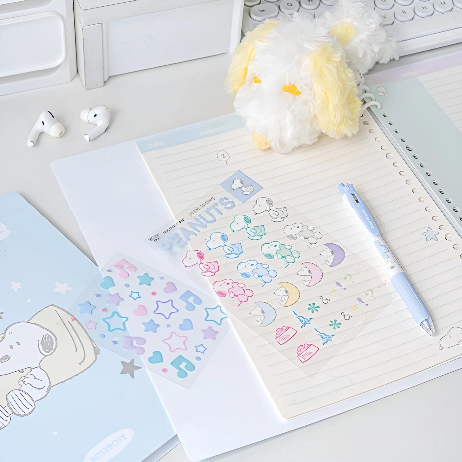 Peanuts Snoopy B5 Binder Notebook + Snoopy Inserts & Stickers