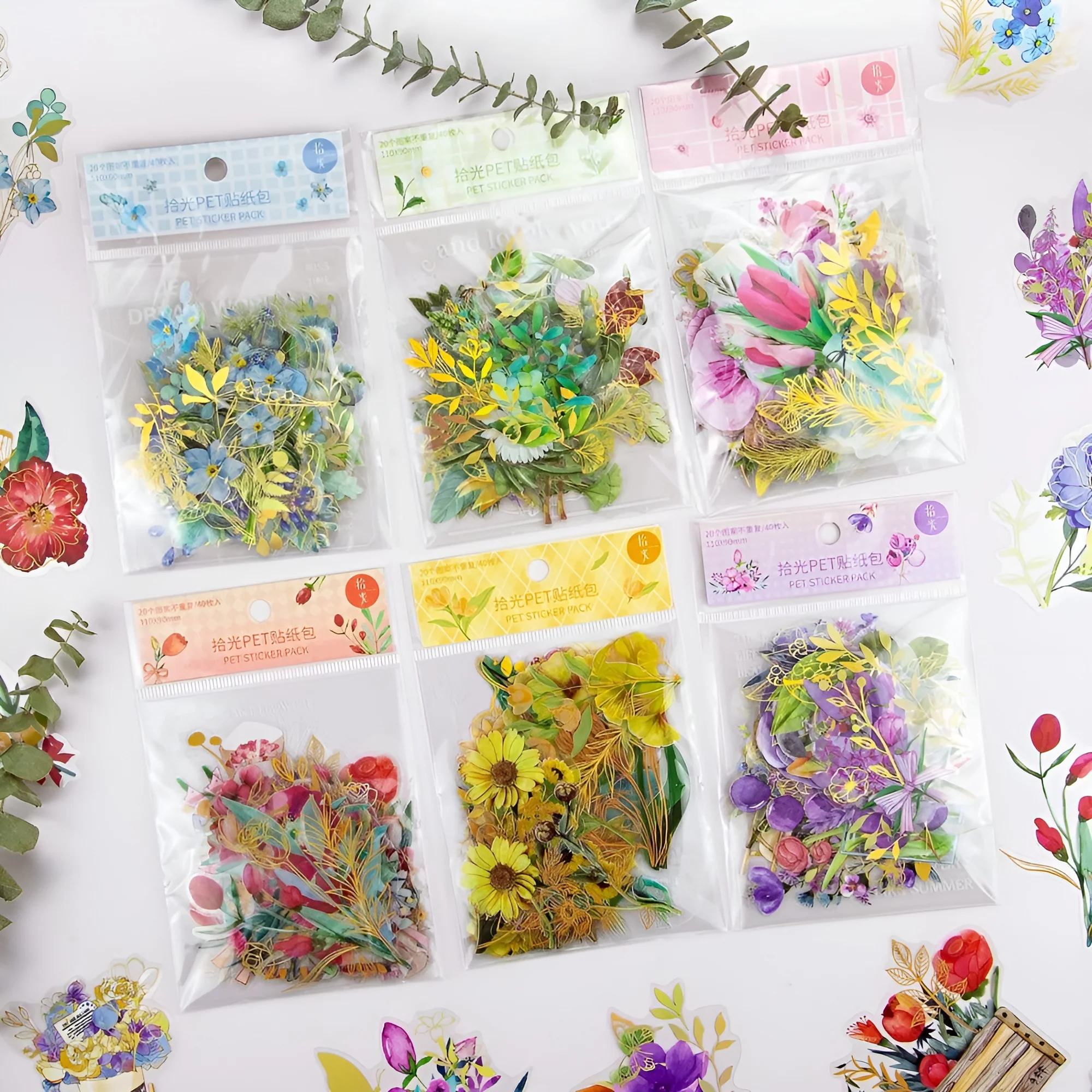 Brazing PET Flower Stickers