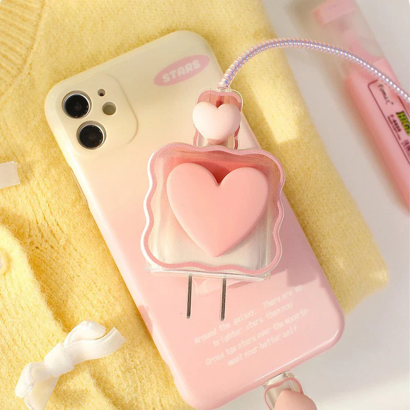 Soft Silicone Harajuku Heart iPhone Charger Case