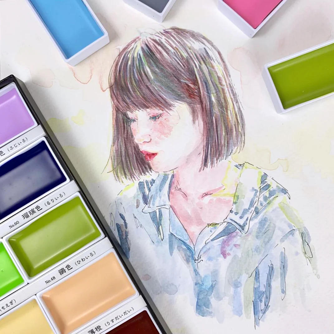 Kuretake Gansai Tambi Watercolor Palette 12 Color Set