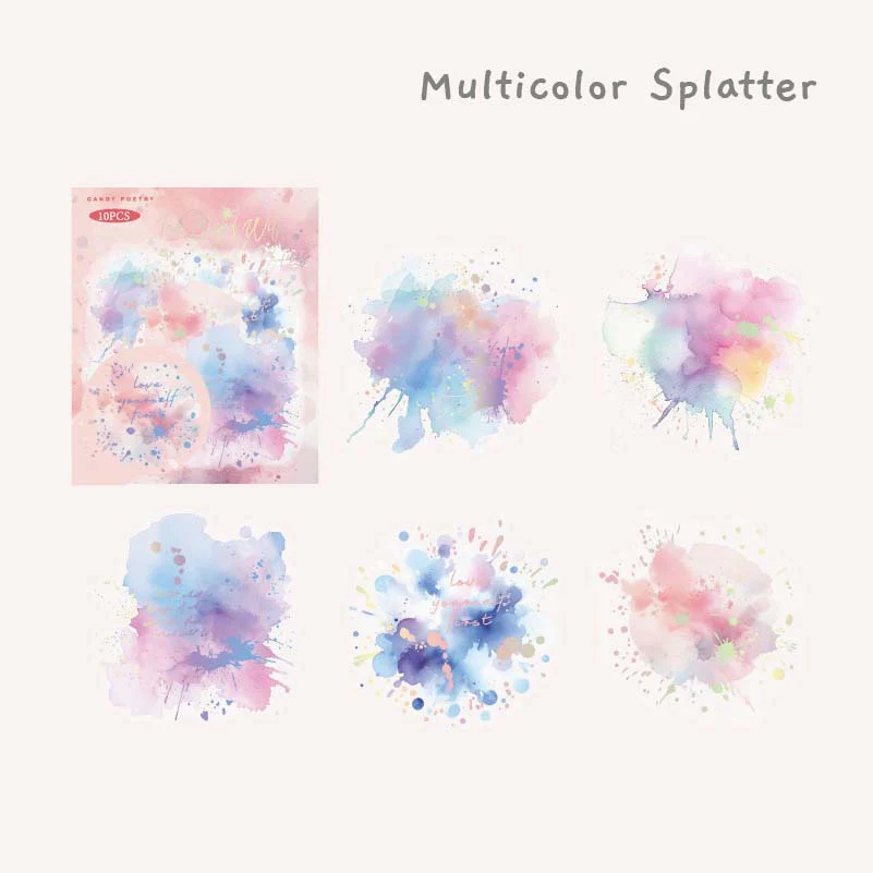 Shimmering Ink Splatter Art Stickers