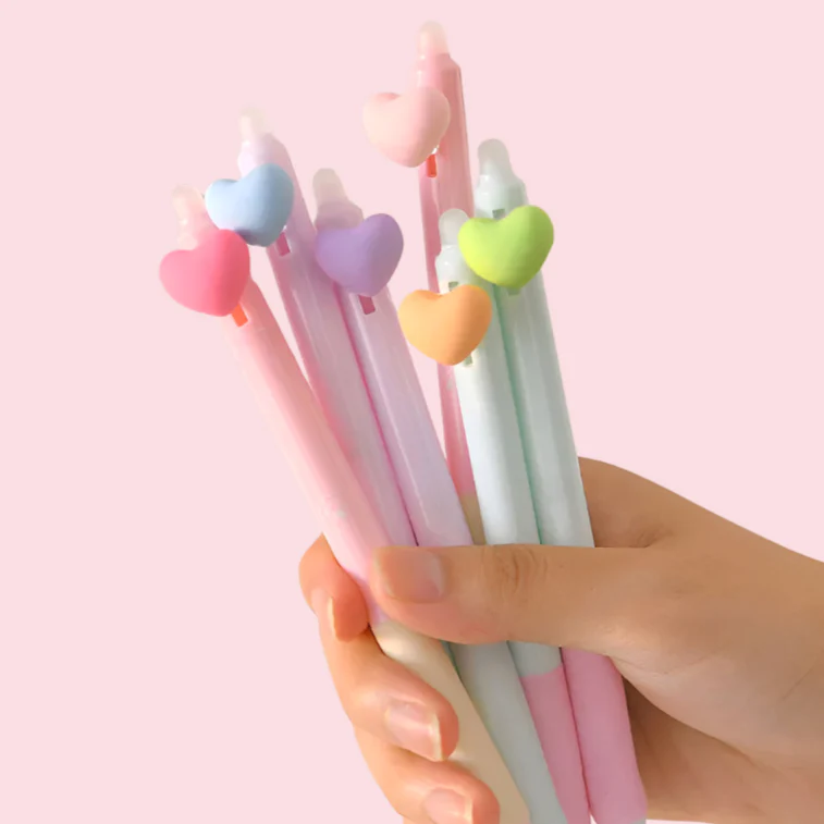 Heart Shaped Clip Erasable Gel Pen