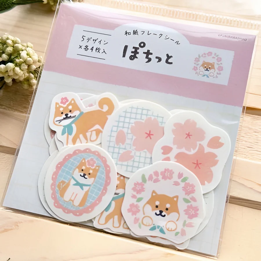 Flake Stickers Springtime Shiba