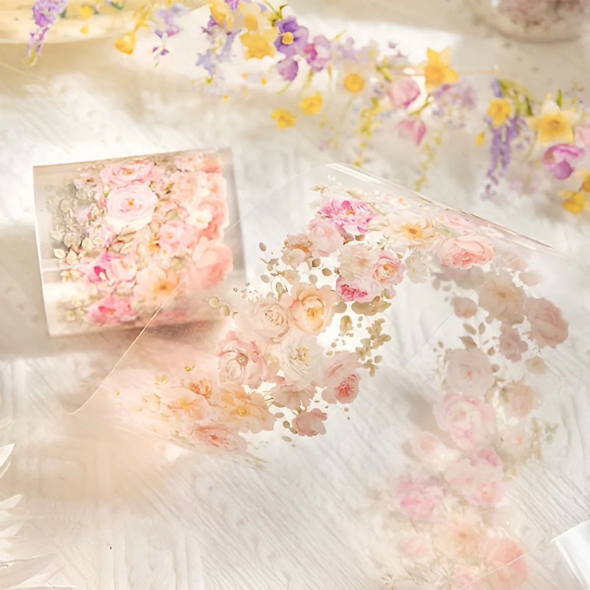 Floral Pattern Clear Masking Tapes