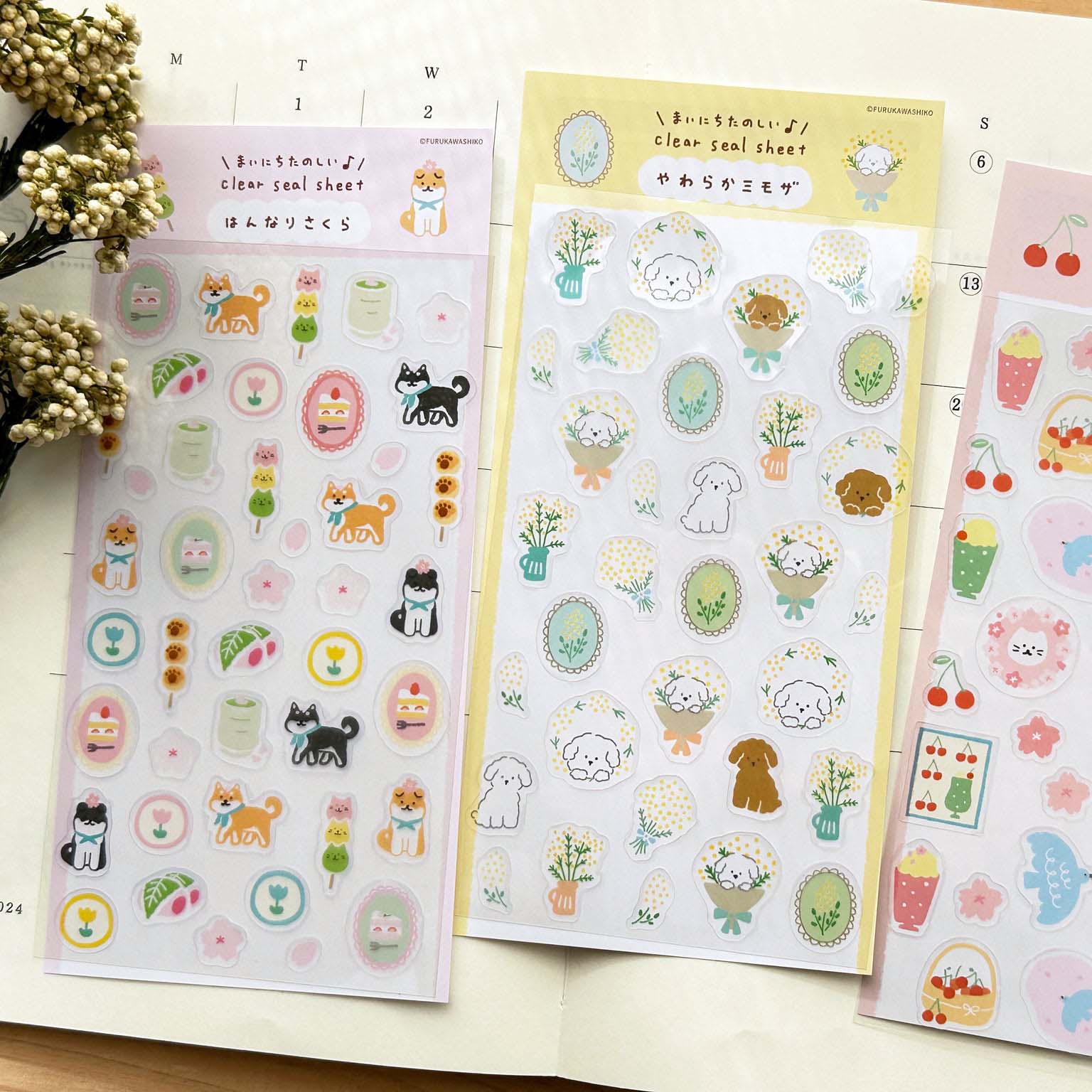 Clear Sticker Sheet with Animals and Flowers