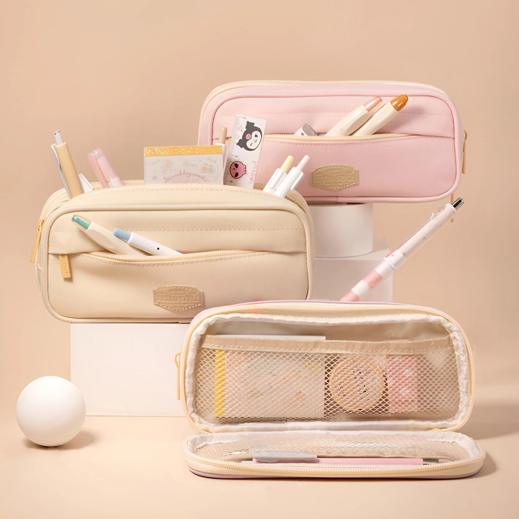 Retro Style Pastel Organizer Pencil Case