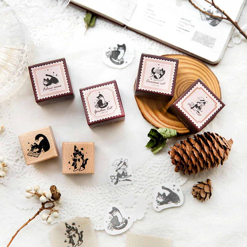 Playful Cat Wooden Stamps