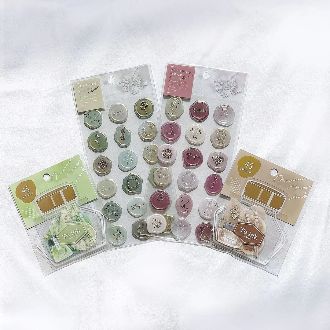 Clear Stickers with Gold Details Red