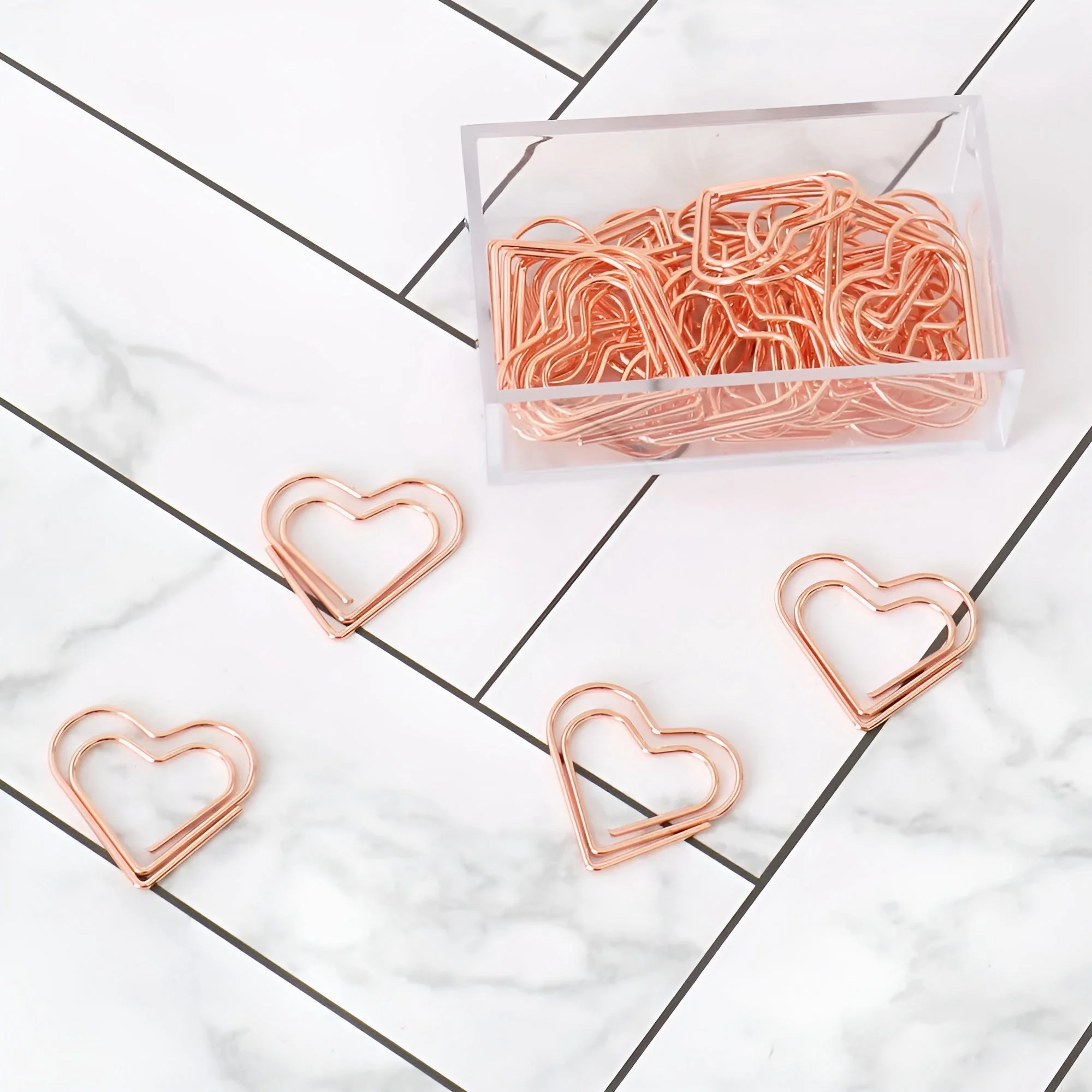 Gold Heart Shaped Paper Clips Set of 20