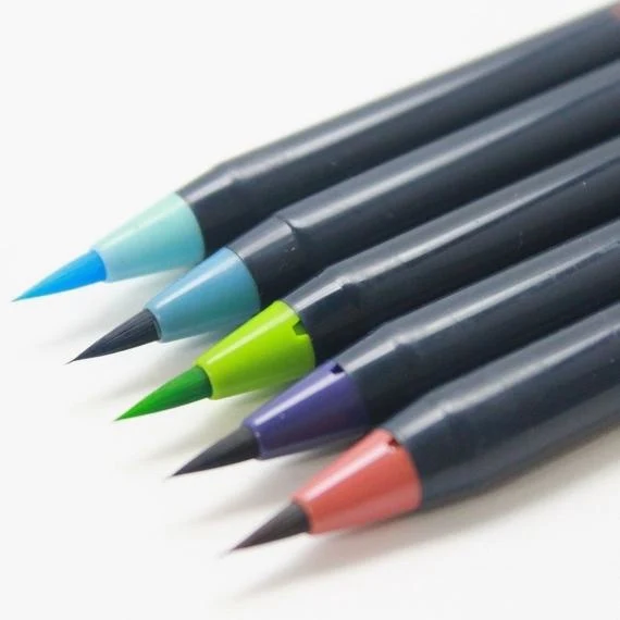 Akashiya Sai Watercolor Brush Pen - 5 Summer Color Set