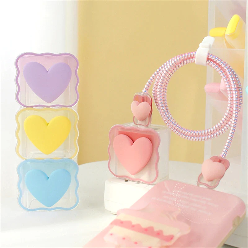 Soft Silicone Harajuku Heart iPhone Charger Case