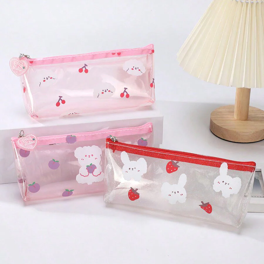 Pink Peach & Puppy Pencil Case