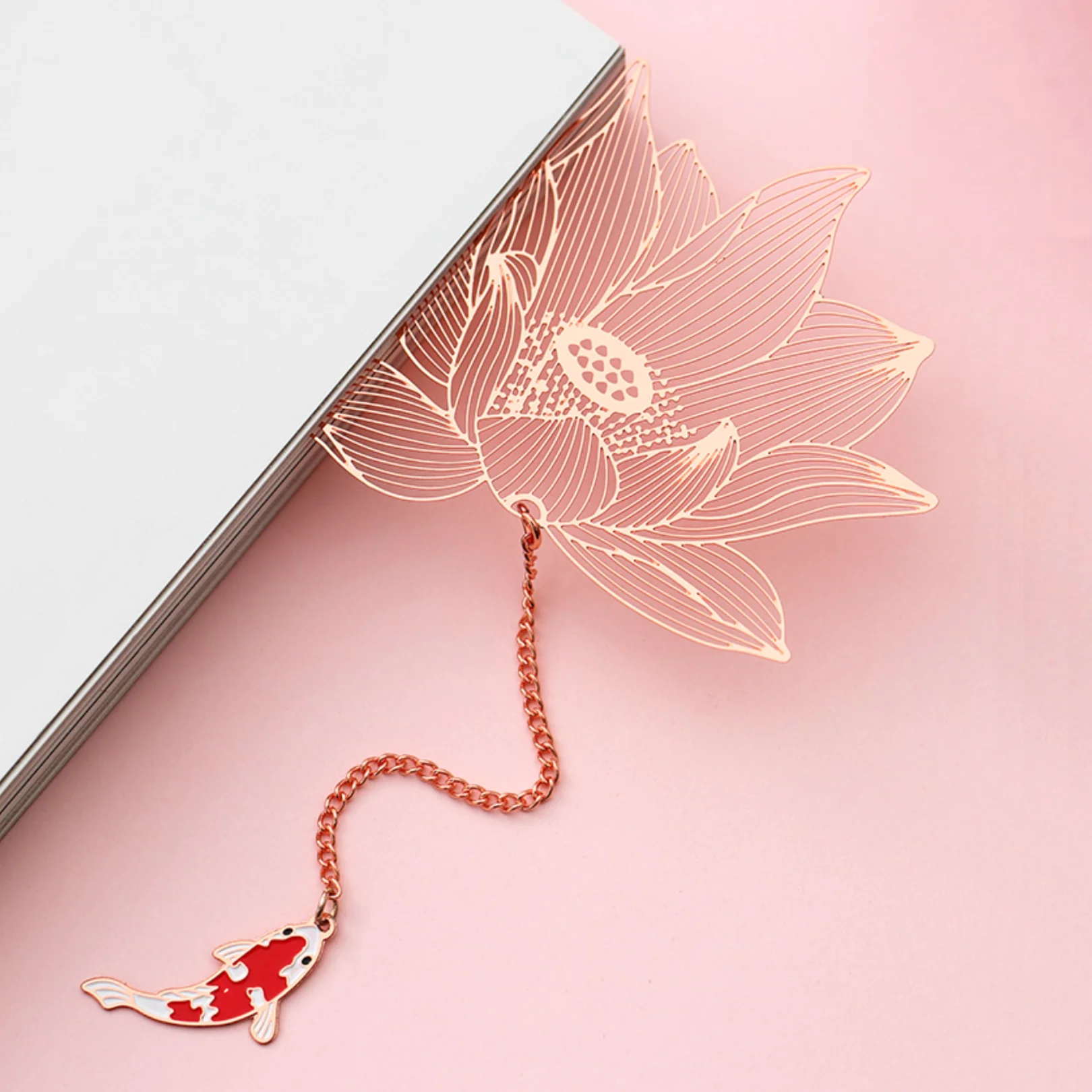 Lotus Flower & Koi Fish Pendant Bookmark