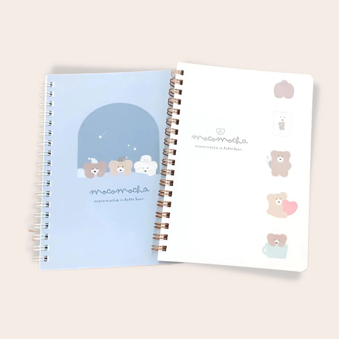 Spiral Notebook with Bear Illustrations