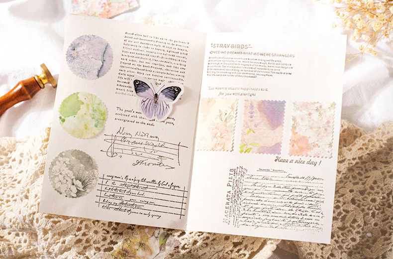 Floral Ink Scrapbooking Stickers