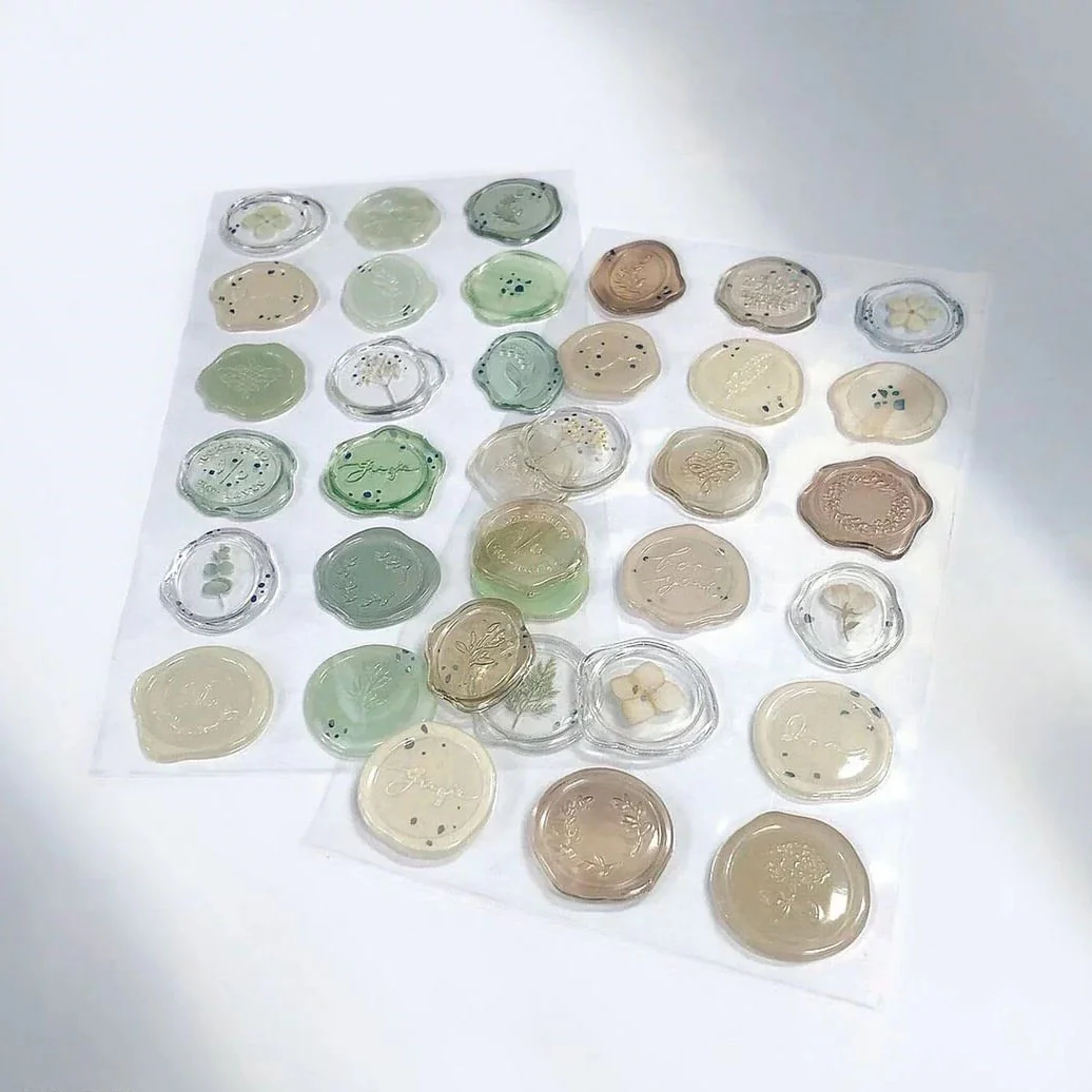 Clear Seal Stickers with Flowers