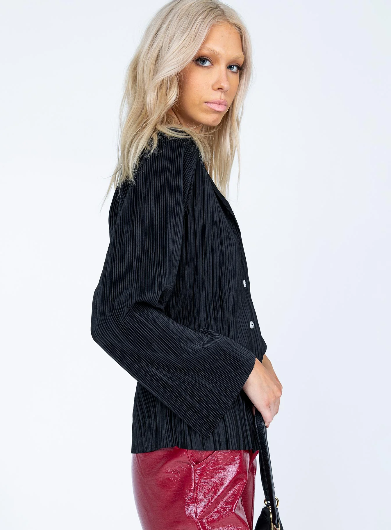 Louie Pleated Shirt Black