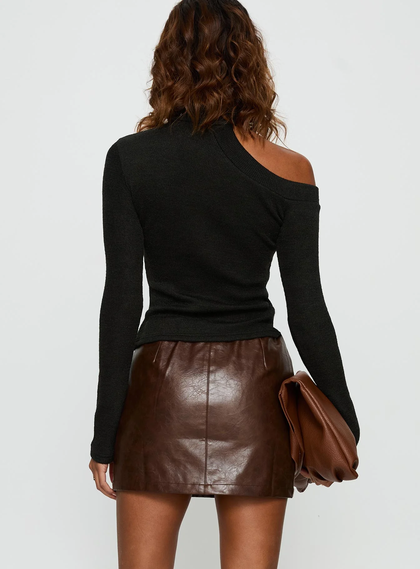 Vivienna Faux Leather Mini Skirt Brown
