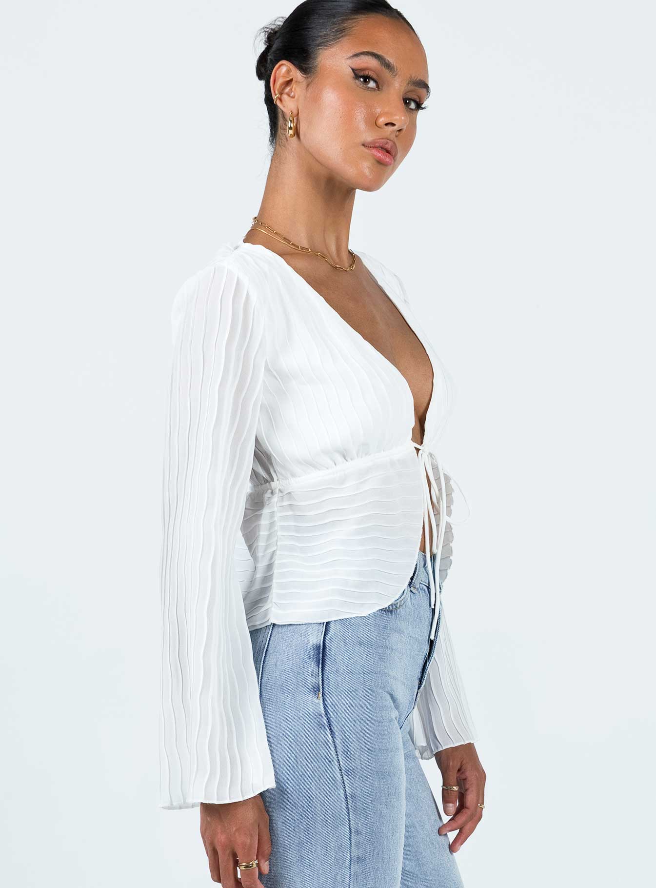 Floryce Long Sleeve Top White