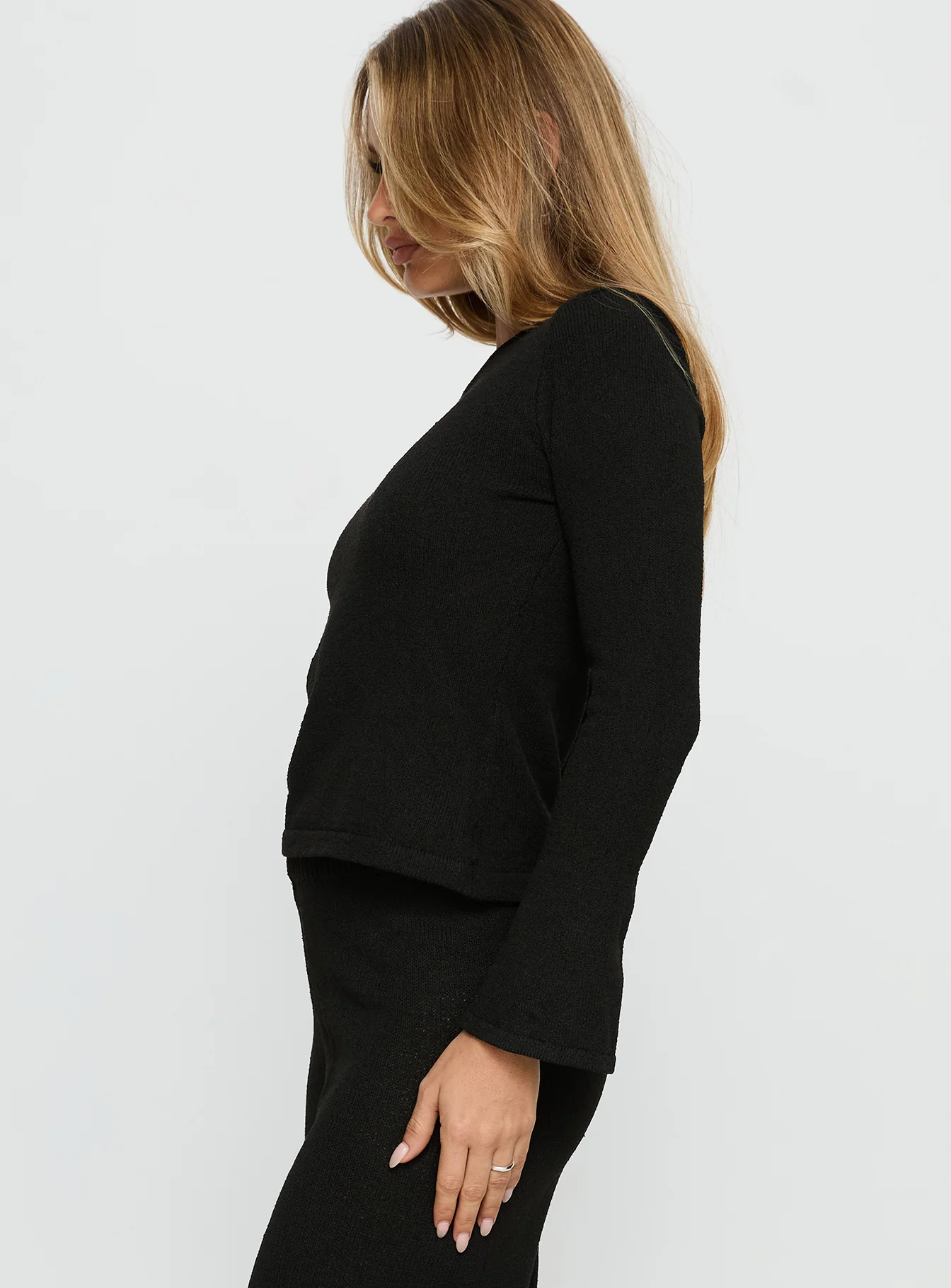Jaede Off Shoulder Knit Sweater Black