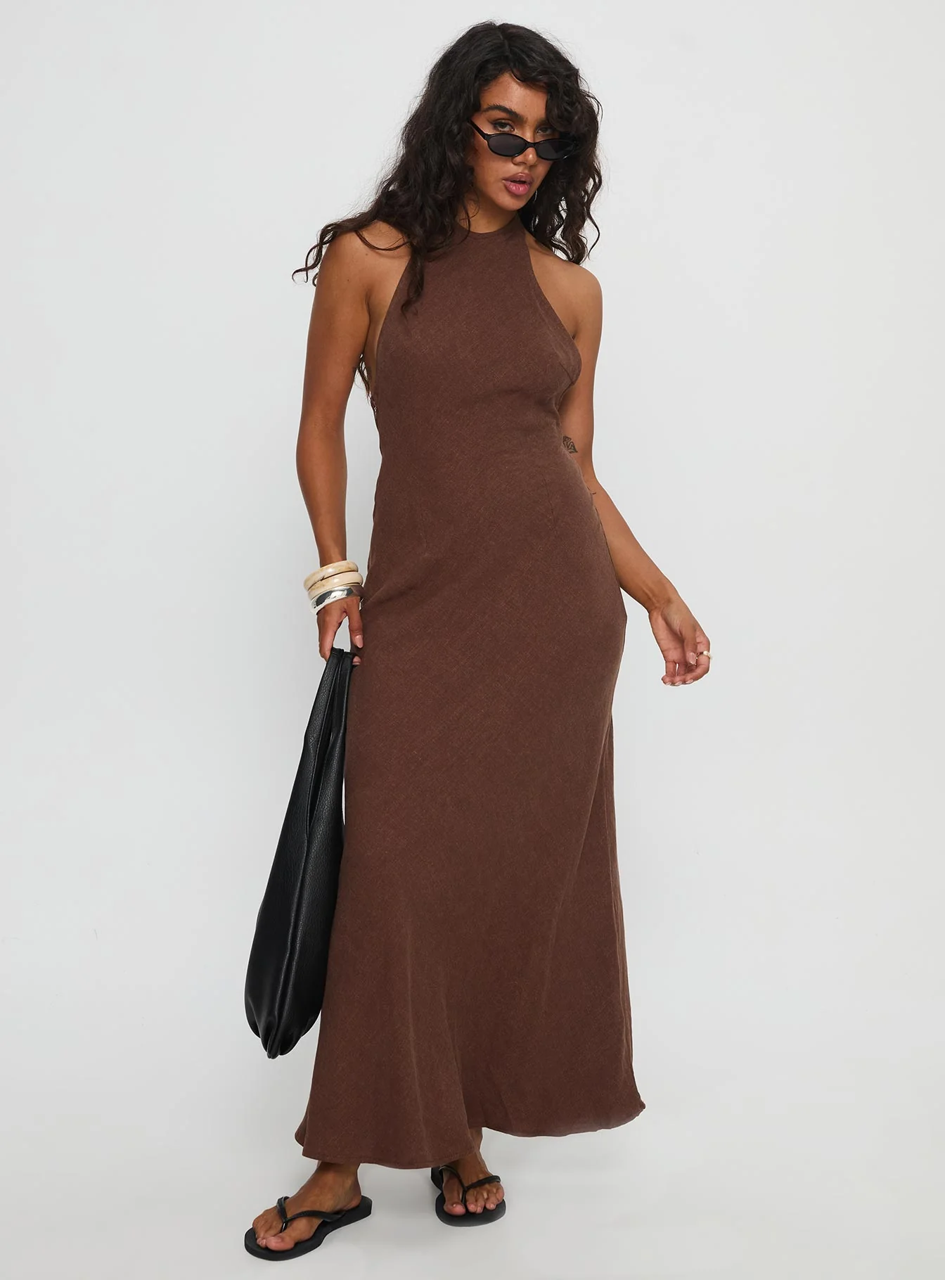 Annetta Halter Maxi Dress Chocolate
