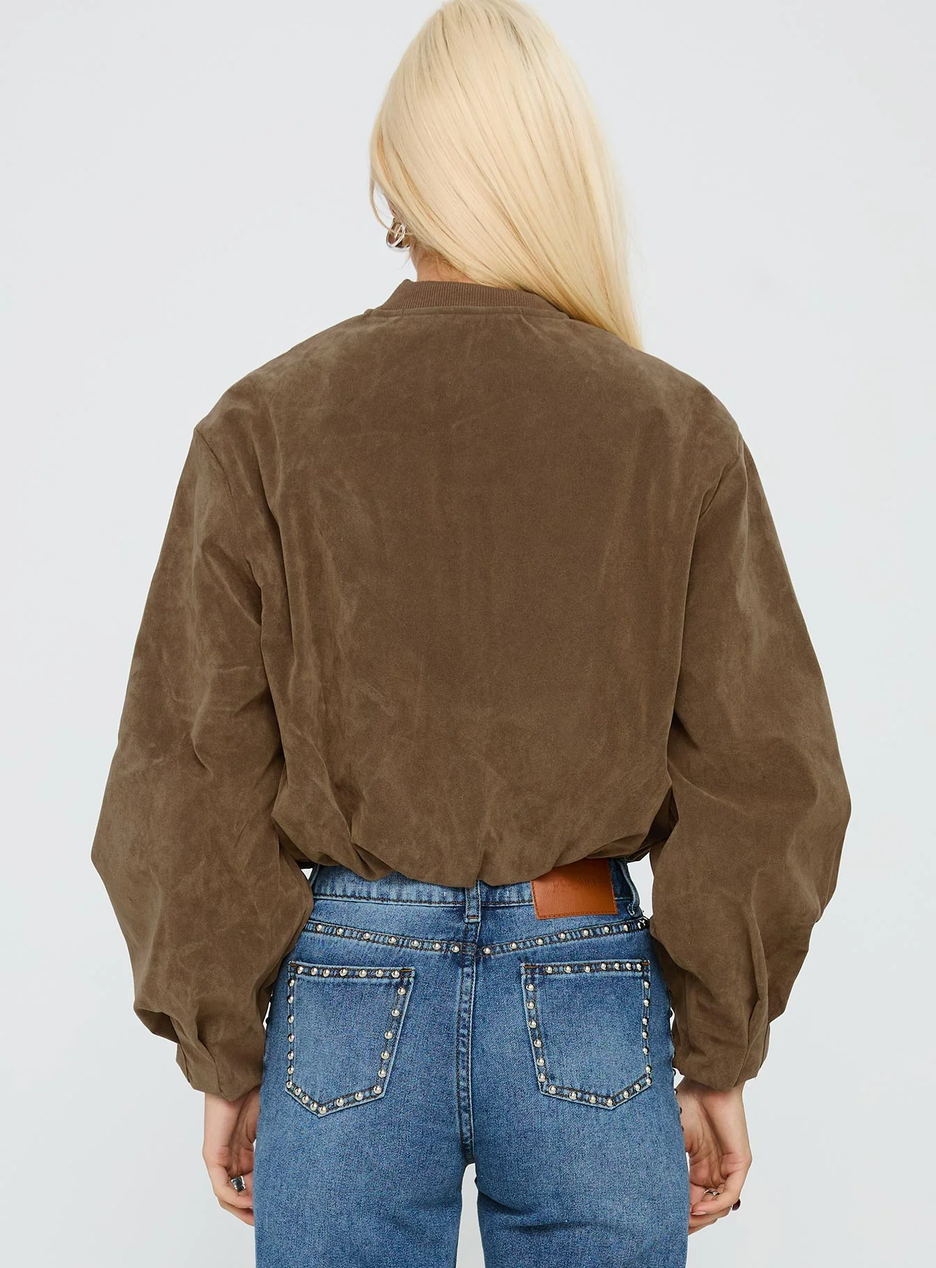 Mastery Faux Suede Bomber Jacket Brown