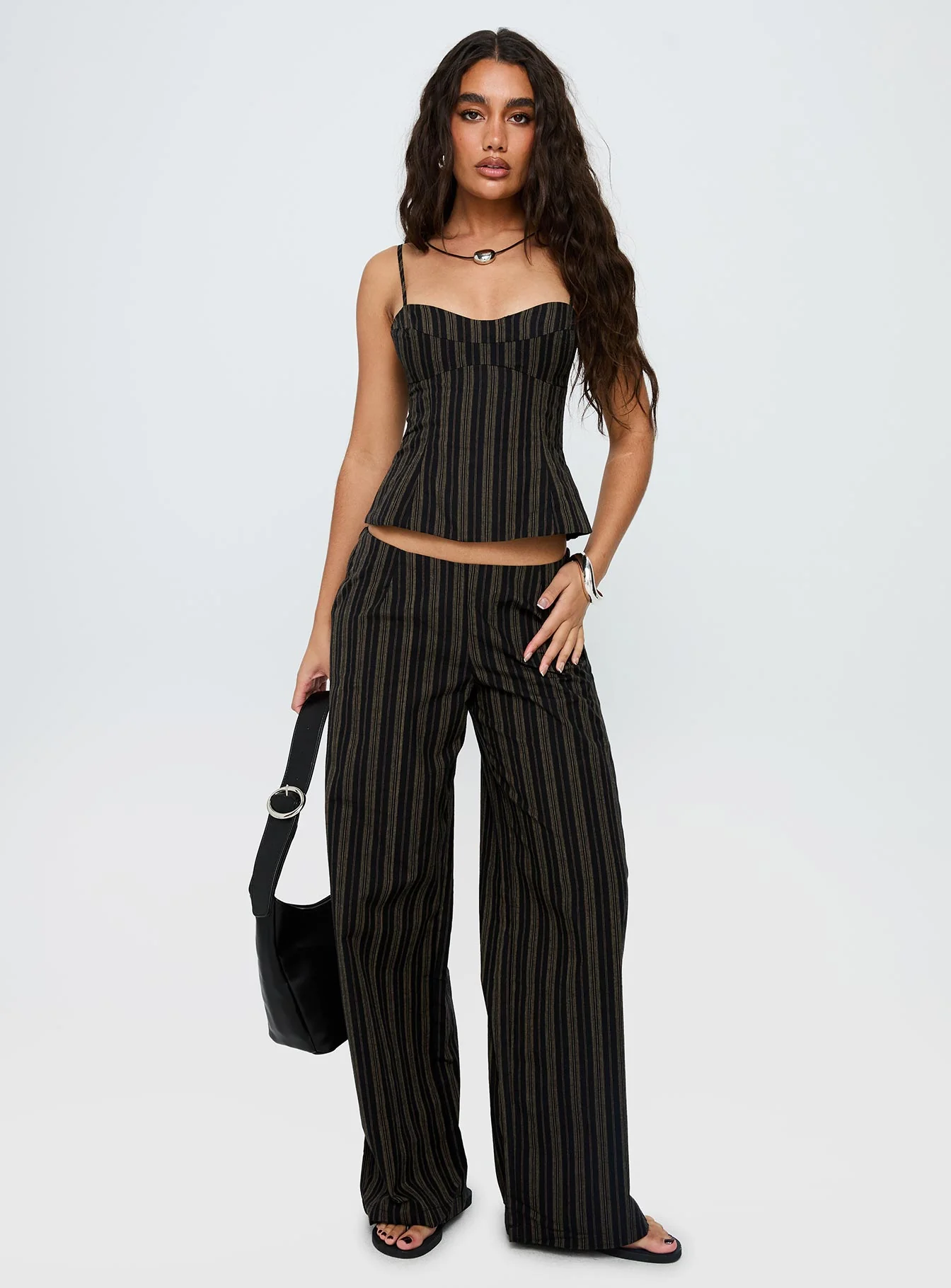 Kierstyn Corset Set Black Stripe