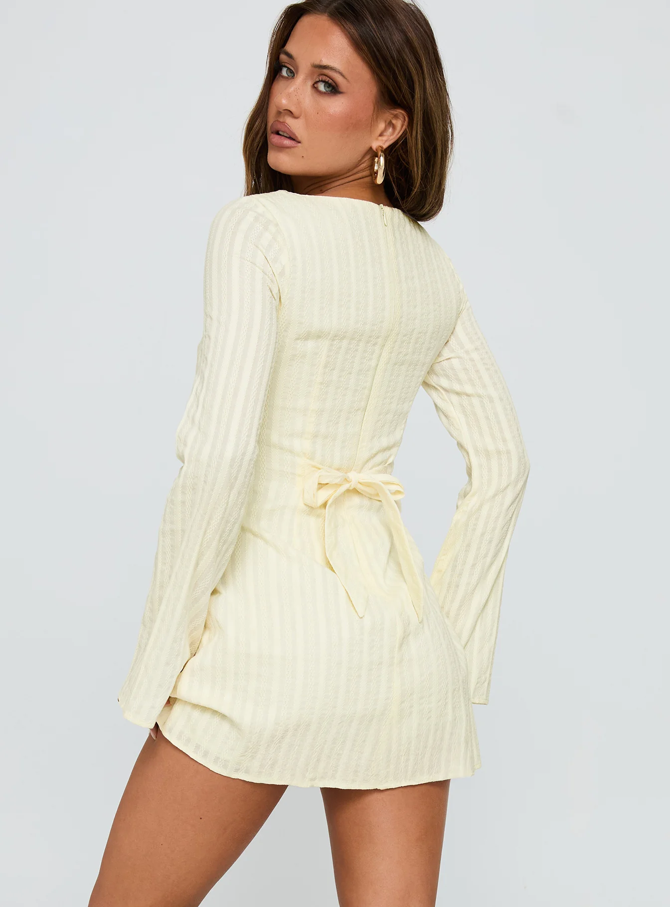 Alfalfa Long Sleeve Mini Dress Cream