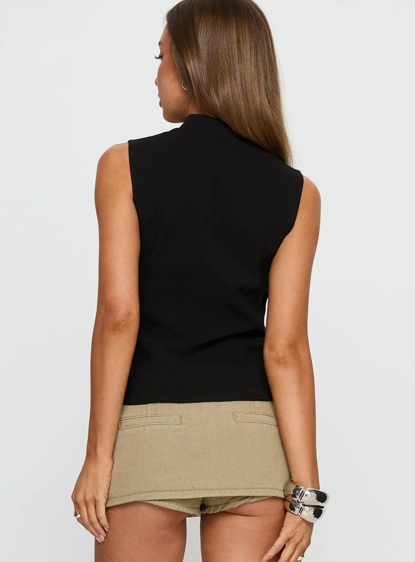 Amry Lace Up Sleeveless Top Black