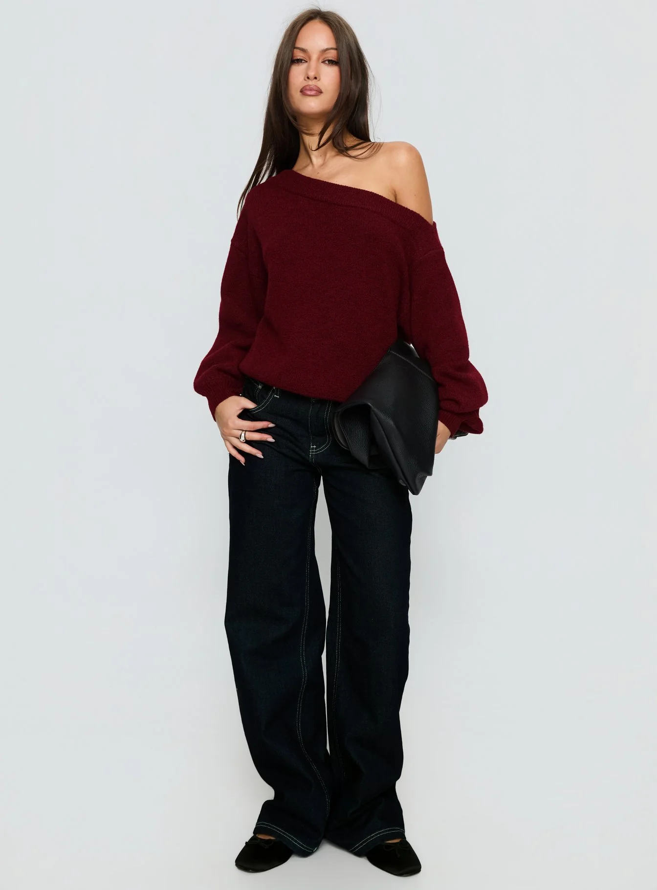 Noble Off The Shoulder Sweater Red