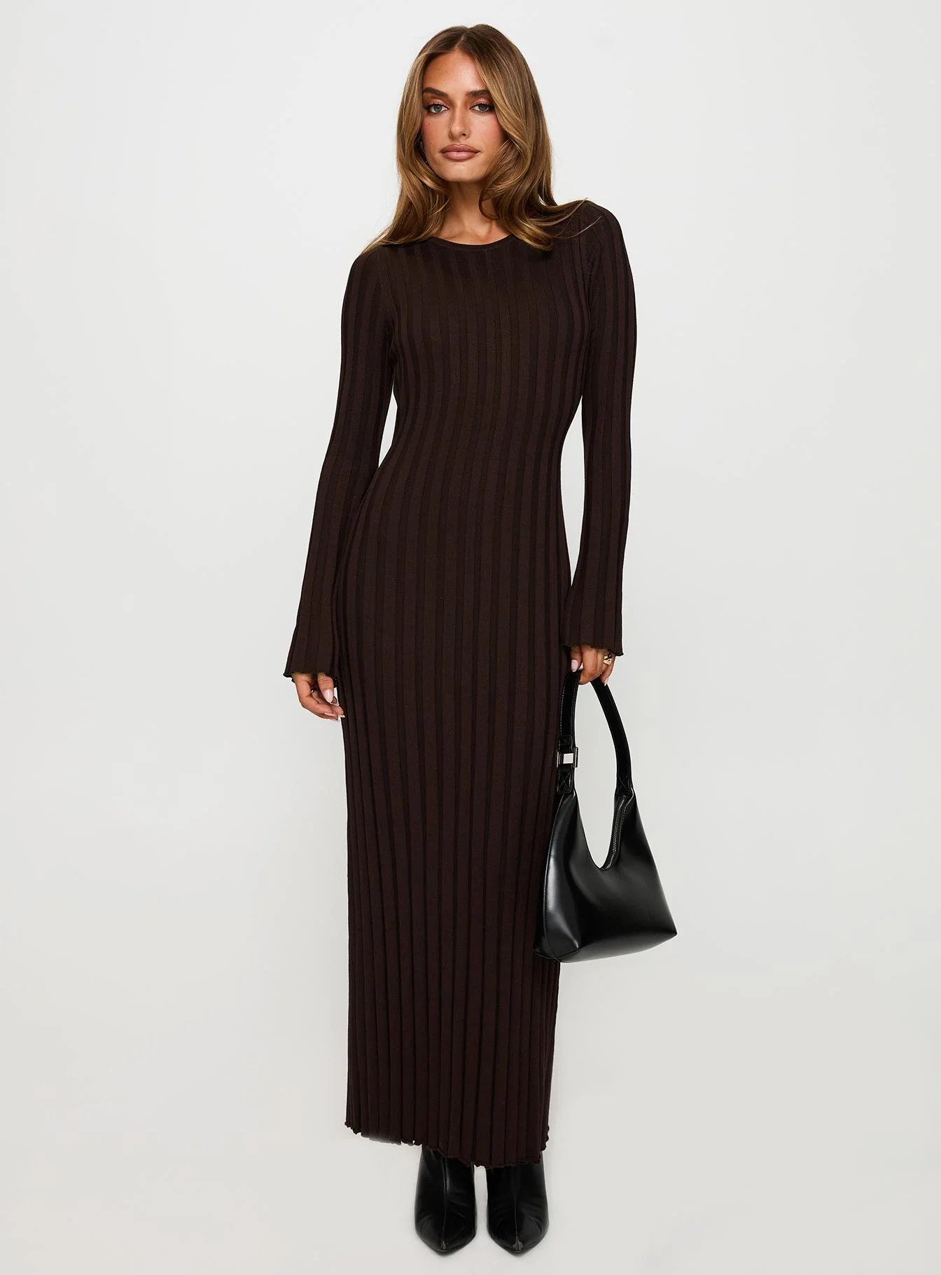 Vespa Long Sleeve Maxi Dress Brown