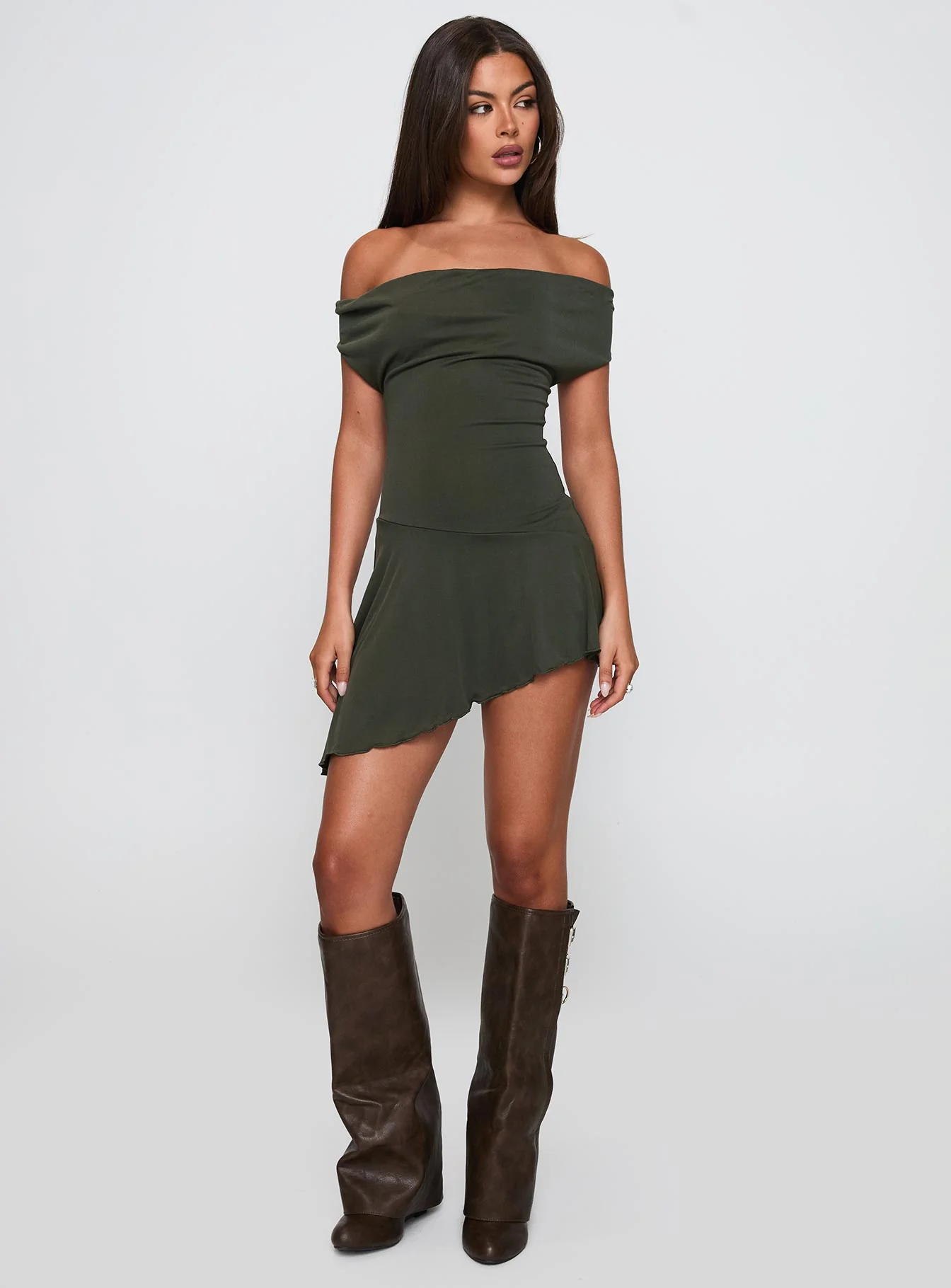 I Attract It Cowl Halter Playsuit Green