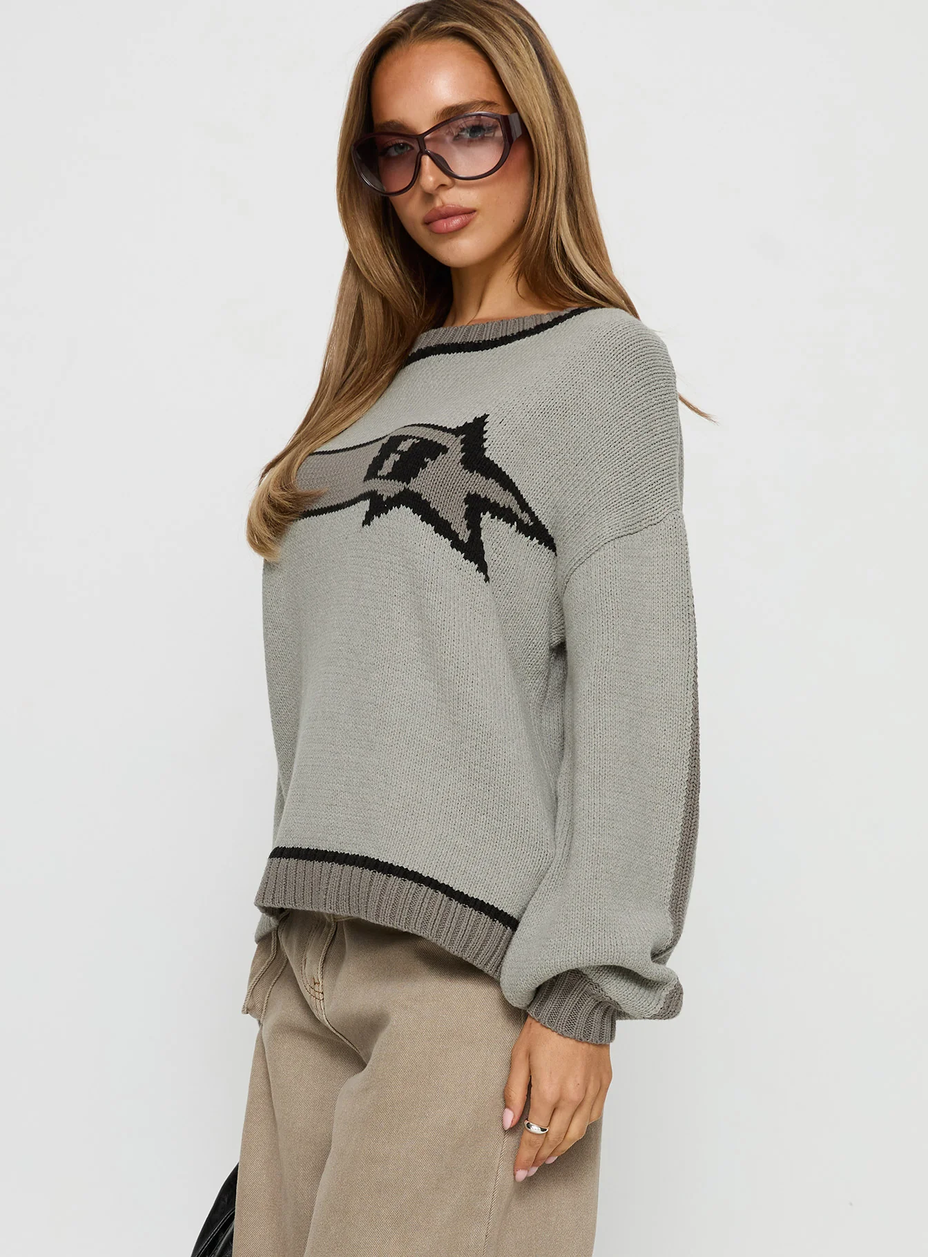 Star Track Graphic Jumper Grey