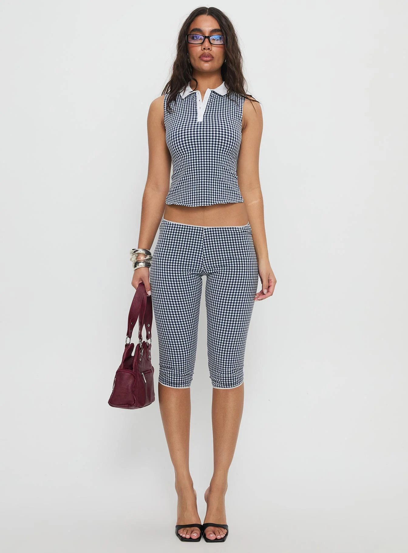 Tuka Capri Navy Gingham