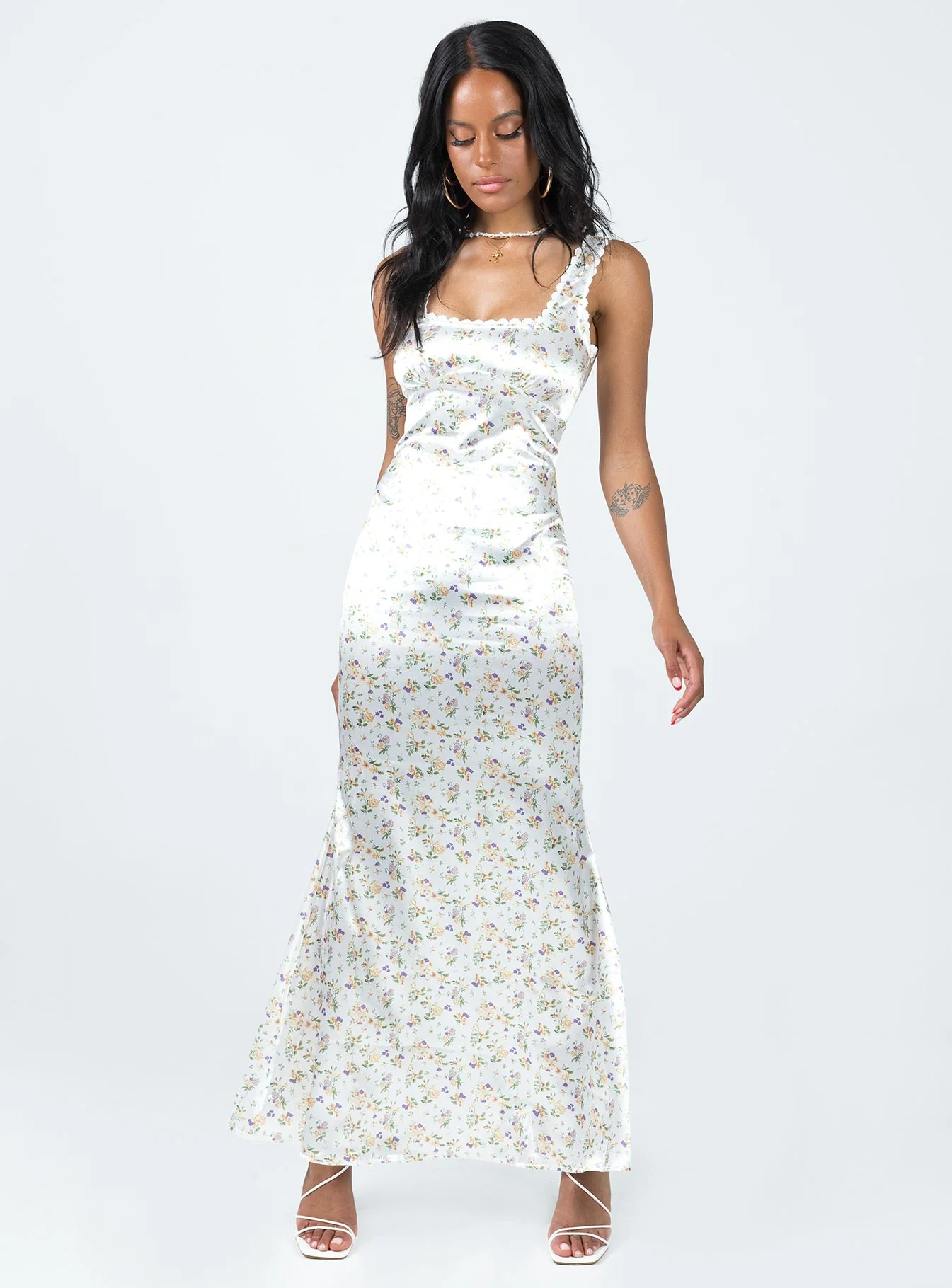 Berlin Satin Midi Dress White