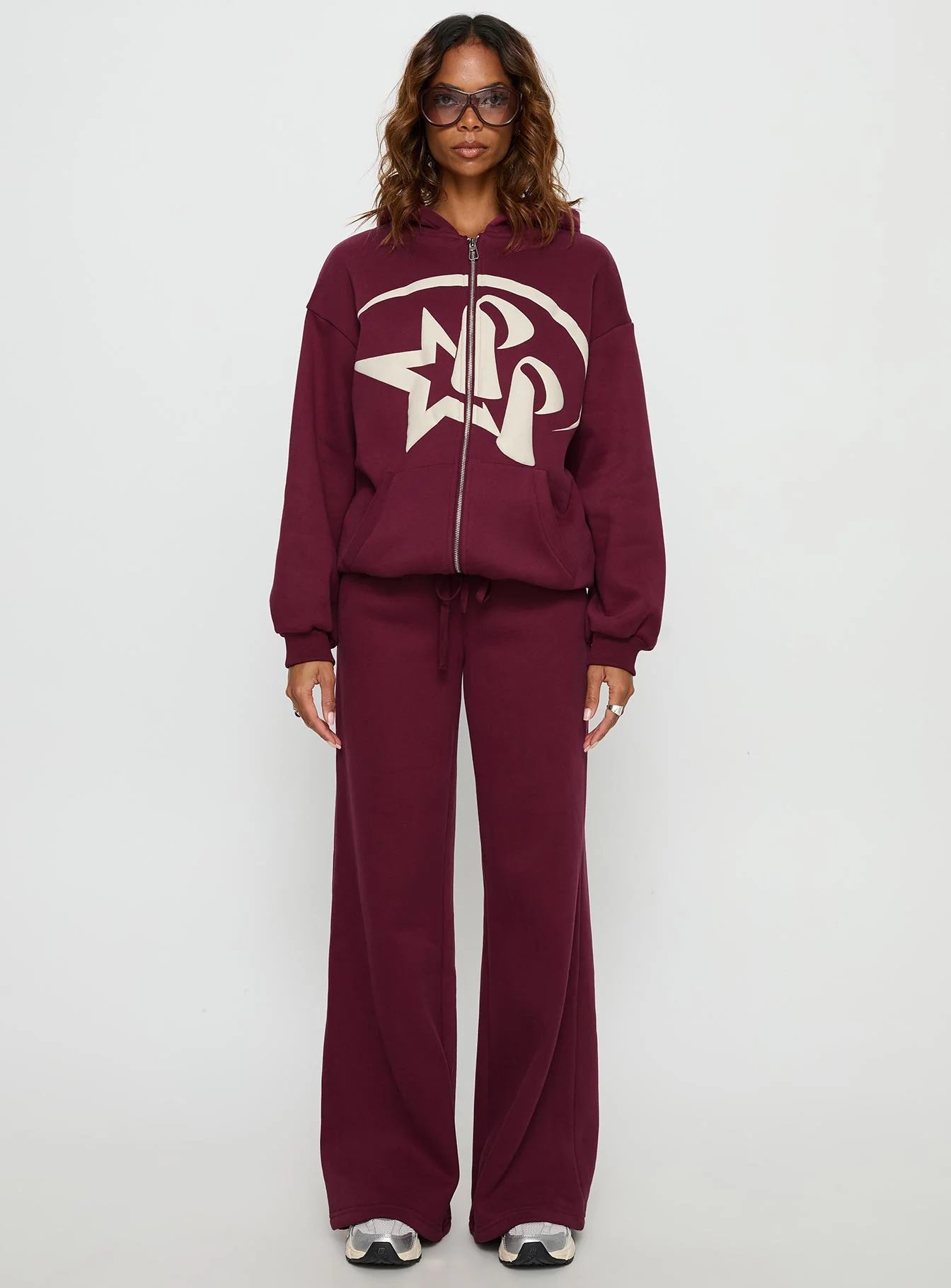 Princess Polly Stargirl Zip Through Jumper Burgundy