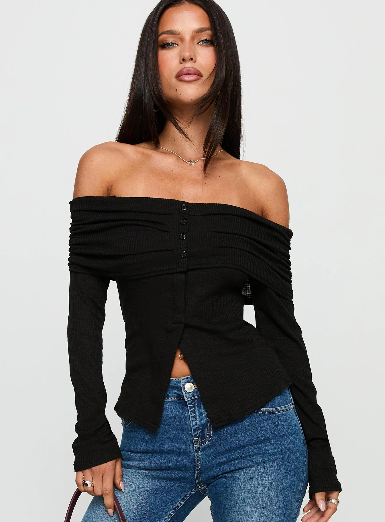 Victorea Off Shoulder Top Black