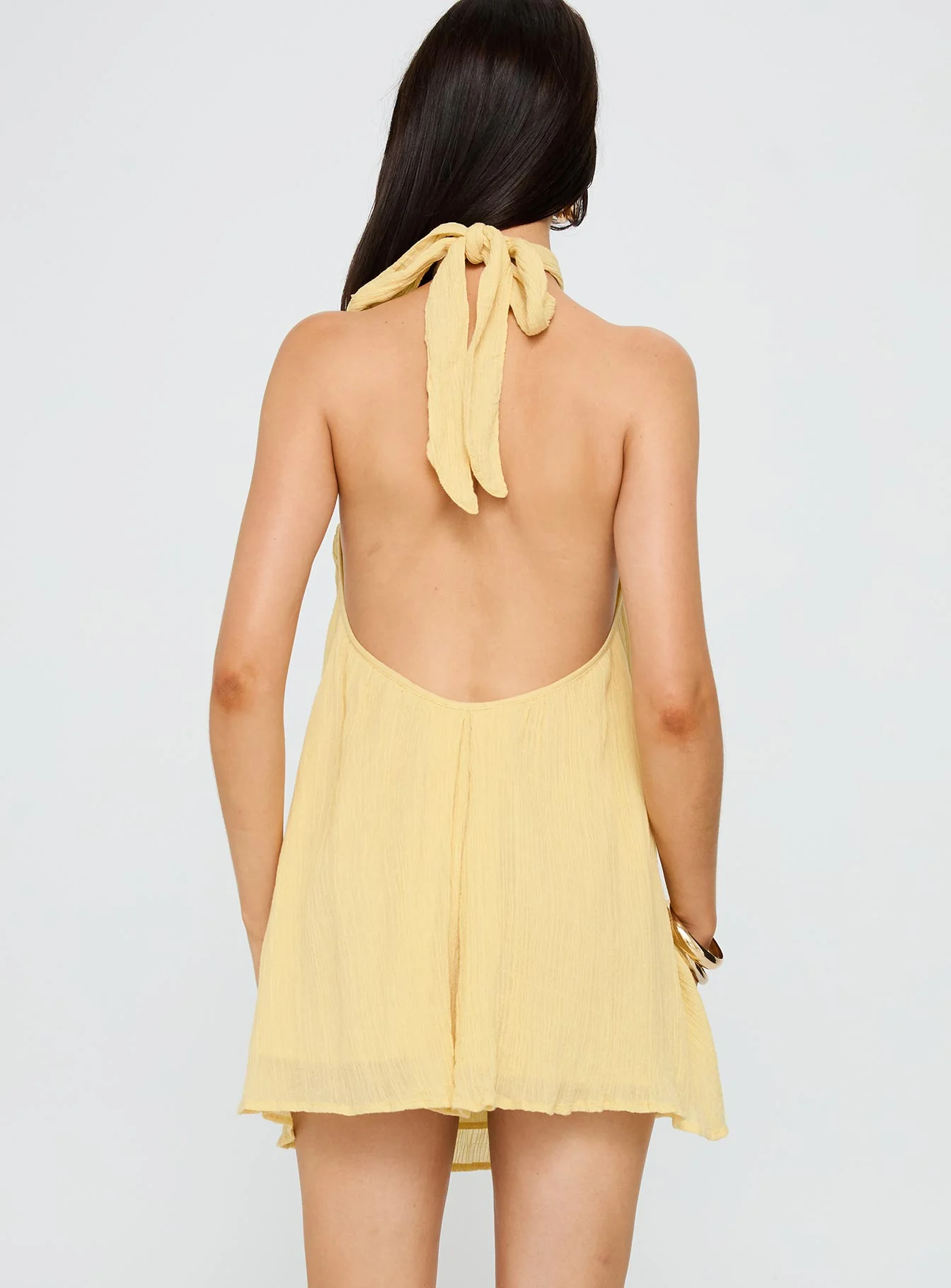 Kaiko Halter Mini Dress Yellow